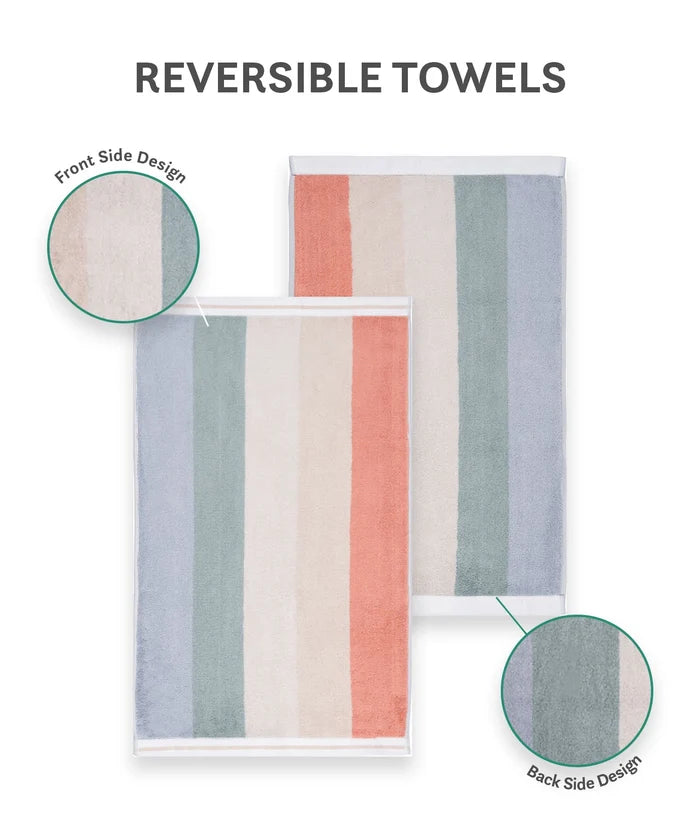 Juniors 2 Pc Hand Towel Set, Stripe| 550 GSM | 100% Premium Cotton