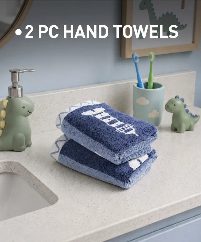 Juniors 2 Pc Hand Towel Set, Wander| 550 GSM | 100% Premium Cotton