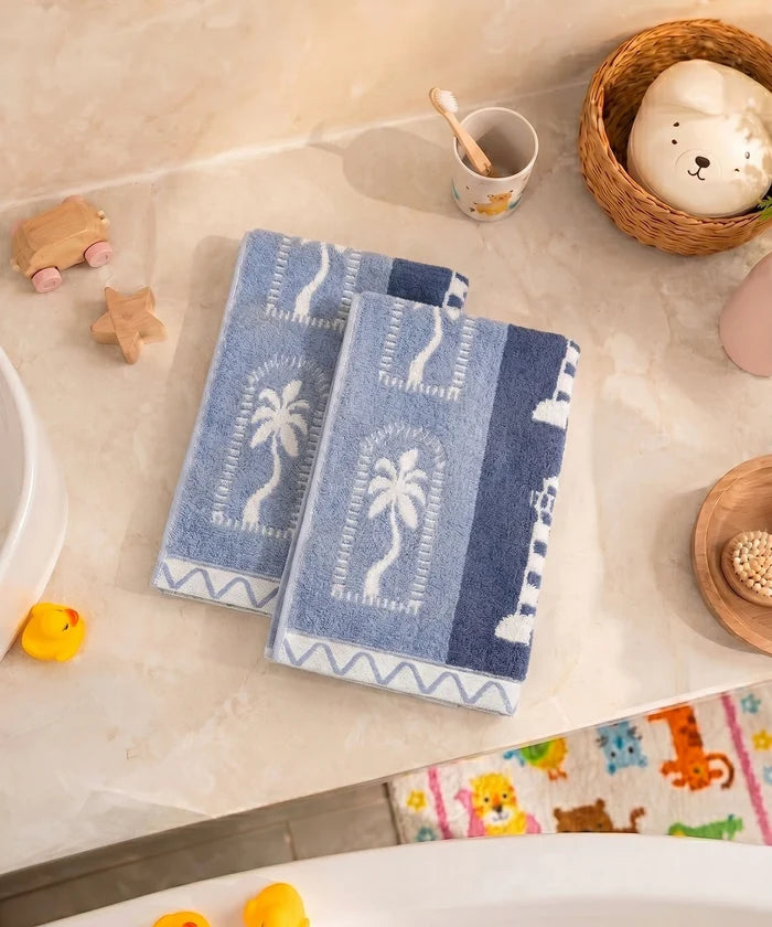 Juniors 2 Pc Hand Towel Set, Wander| 550 GSM | 100% Premium Cotton