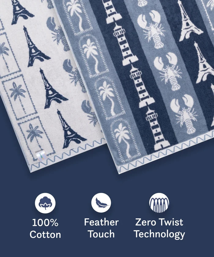 Juniors 2 Pc Hand Towel Set, Wander| 550 GSM | 100% Premium Cotton