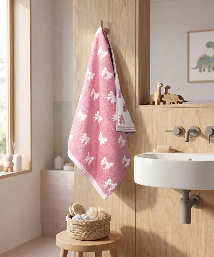 Juniors Bath Towel, Bow| 550 GSM | 100% Premium Cotton