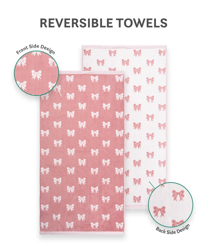 Juniors Bath Towel, Bow| 550 GSM | 100% Premium Cotton