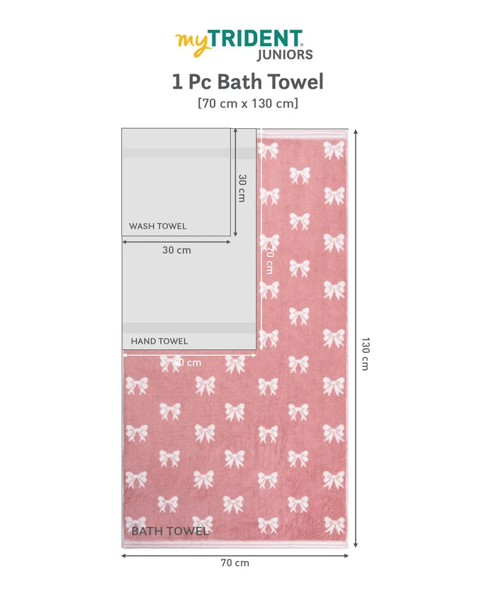 Juniors Bath Towel, Bow| 550 GSM | 100% Premium Cotton