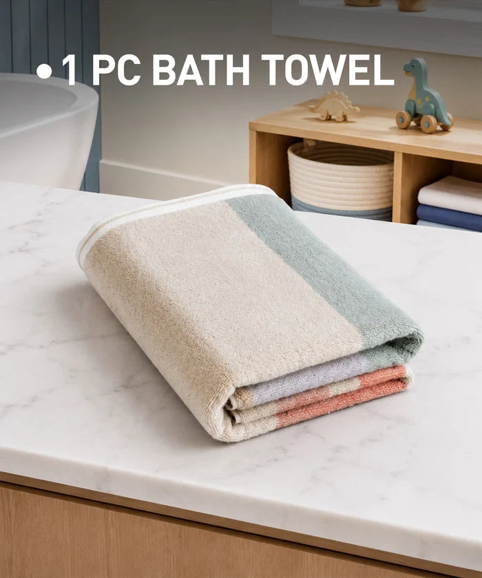 Juniors Bath Towel, Stripe| 550 GSM | 100% Premium Cotton