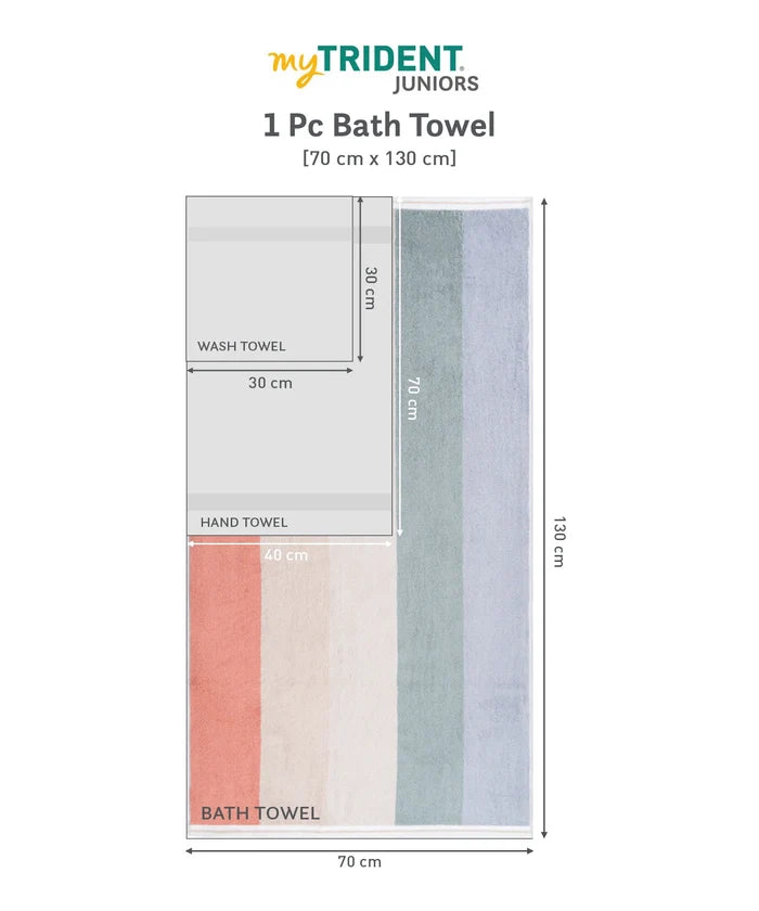 Juniors Bath Towel, Stripe| 550 GSM | 100% Premium Cotton