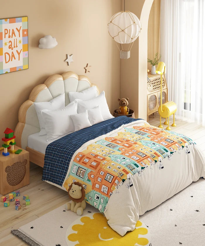 Juniors Double AC Comforter, Day Doodle| 144TC Cotton