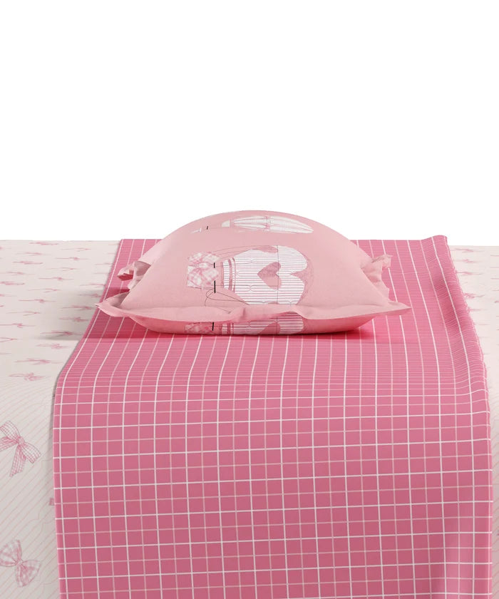 Juniors Double Bedsheet Set, Cue Coquette| 144TC Cotton|2 Pillow Covers & 2 Cushion Covers