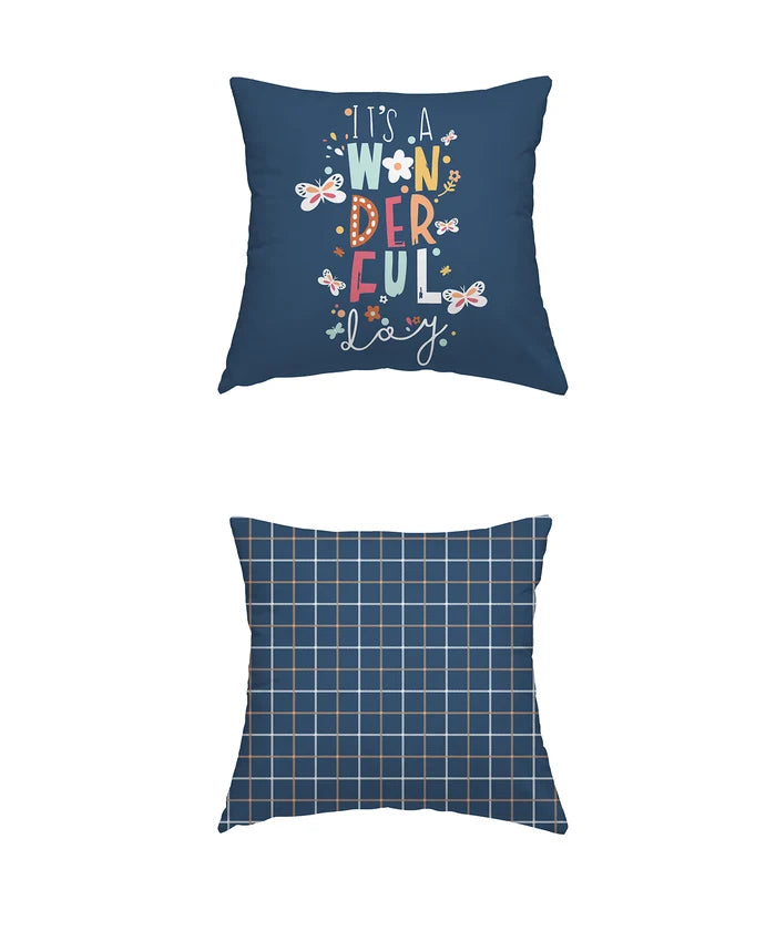Juniors Double Bedsheet Set, Day Doodle| 144TC Cotton|2 Pillow Covers & 2 Cushion Covers