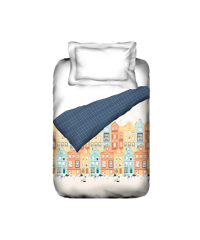Juniors Single AC Comforter, Day doodle| 144TC Cotton