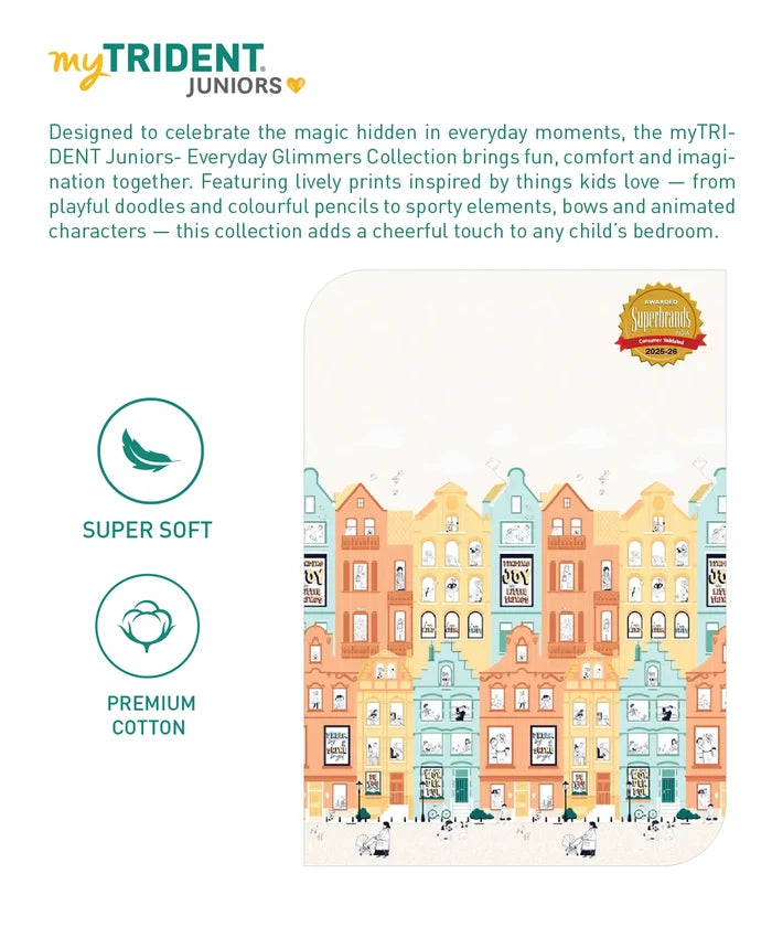 Juniors Single AC Comforter, Day doodle| 144TC Cotton