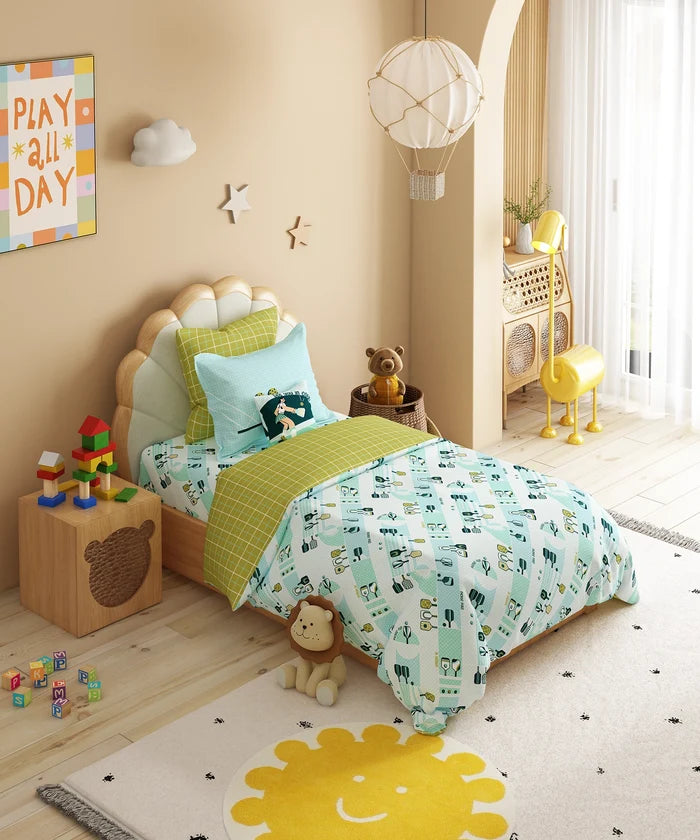 Juniors Single Bedsheet Set, Smash it| 144TC Cotton 1 Pillow Cover
