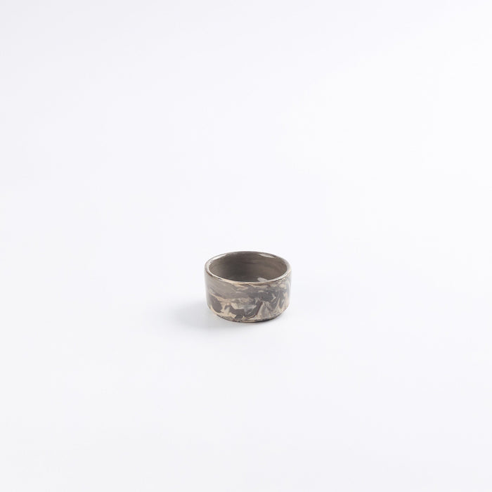 Small ceramic salt bowl in marbled clay abstract design