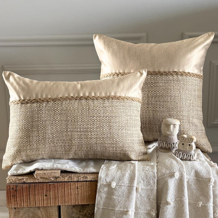 Jute Ivory Satini Lumbar Pillow Cover