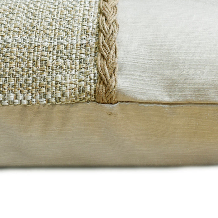 Jute Ivory Suit - Beige Jute & Satin Decorative Euro Sham