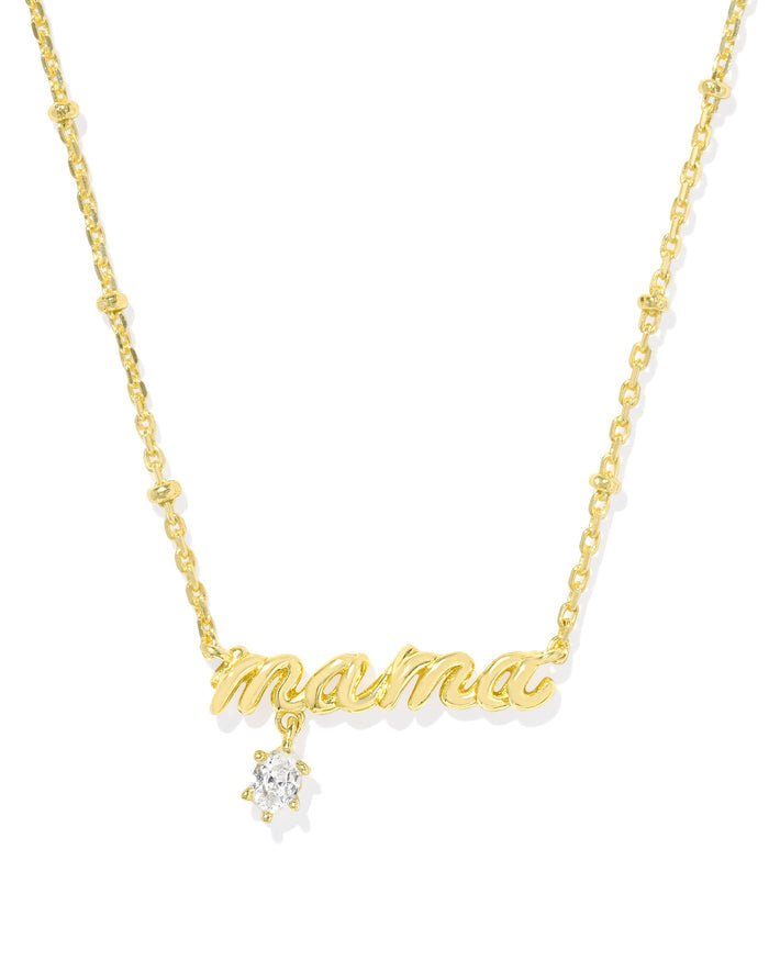 Kendra Scott - Necklace - Mama Gold Crystal Short Pendant - White CZ - Findlay Rowe Designs