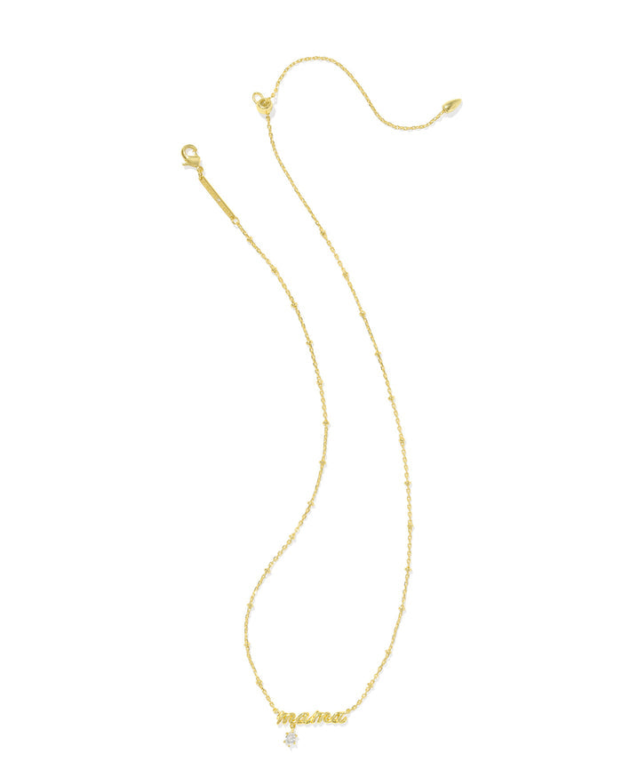 Kendra Scott - Necklace - Mama Gold Crystal Short Pendant - White CZ - Findlay Rowe Designs