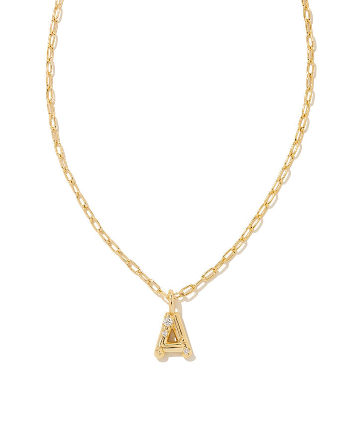 Kendra Scott Crystal Letter Short Pendant Necklace in Gold