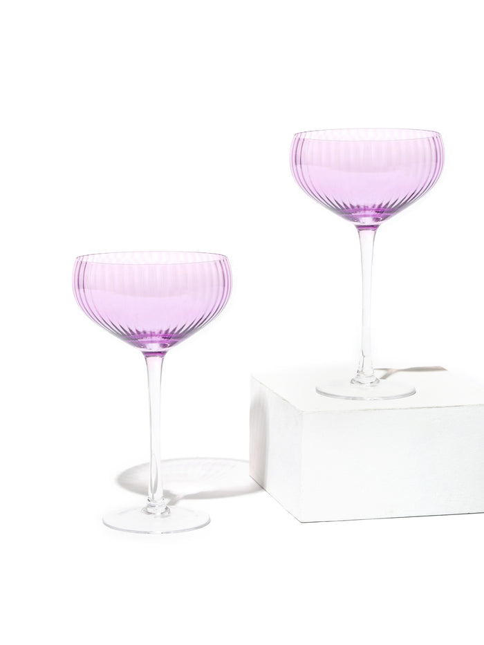 Lavender Coupe Cocktail Glass, Ripple