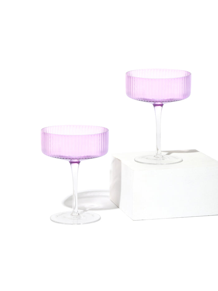 Lavender Coupe Cocktail Glass, Stripe