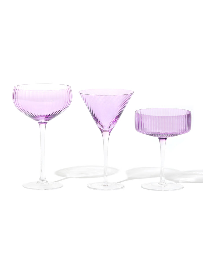 Lavender Coupe Cocktail Glass, Stripe