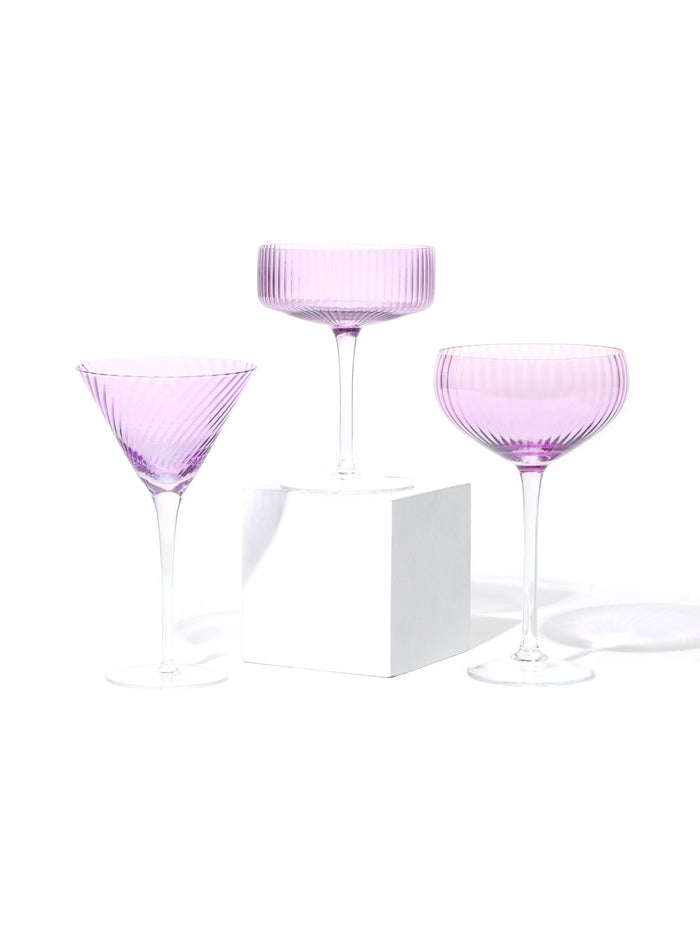 Lavender Coupe Cocktail Glass, Stripe