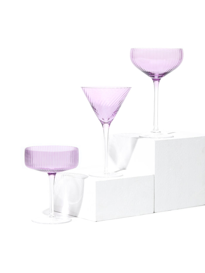 Lavender Coupe Cocktail Glass, Stripe