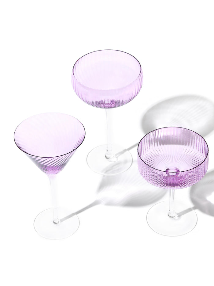 Lavender Coupe Cocktail Glass, Stripe