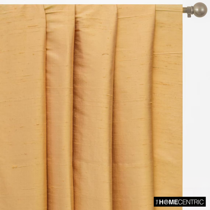 Light Gold 100% Pure Silk Dupioni Fabric By The Yard