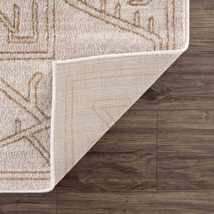 Light Peach and Gold Contemporary Tribal Design Area Rug - The Rug Decor