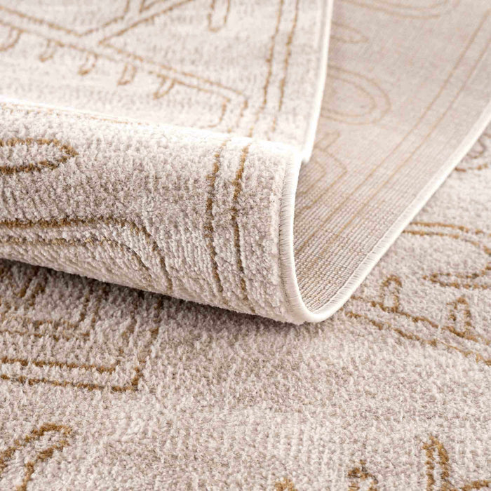 Light Peach and Gold Contemporary Tribal Design Area Rug - The Rug Decor