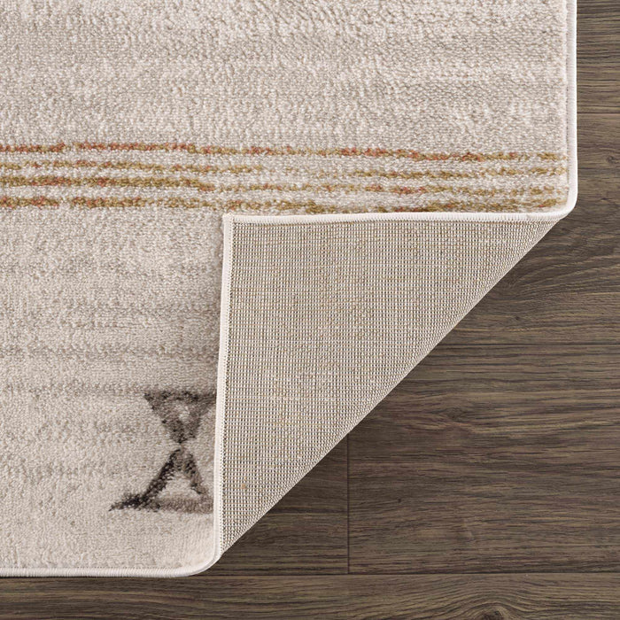 Light Peach, Gold and Charcoal Contemporary Tribal design Area Rug - The Rug Decor