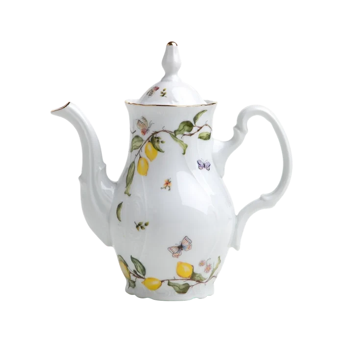 Limoeiro Porcelain Coffee Pot with Gold Accents by Tania Bulhões