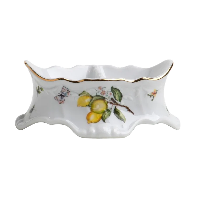 Limoeiro Porcelain Condiment Server with Gold Accents by Tania Bulhões