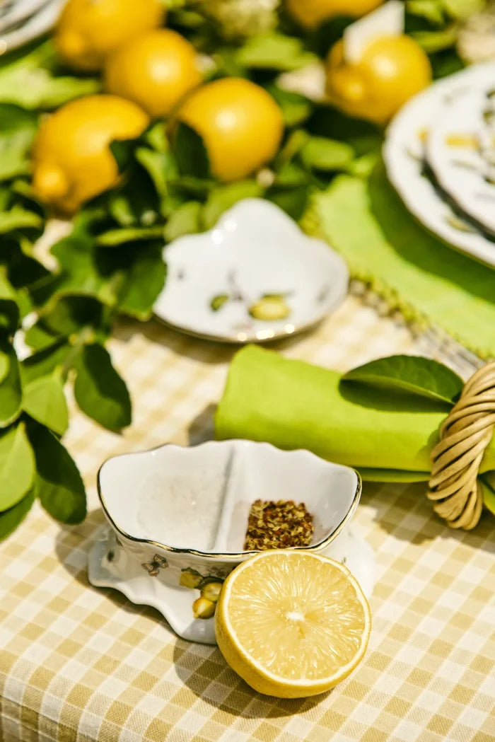 Limoeiro Porcelain Condiment Server with Gold Accents by Tania Bulhões