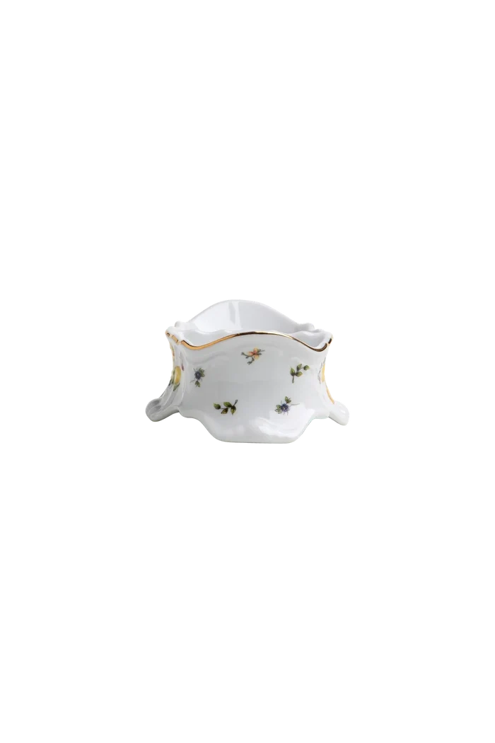 Limoeiro Porcelain Condiment Server with Gold Accents by Tania Bulhões