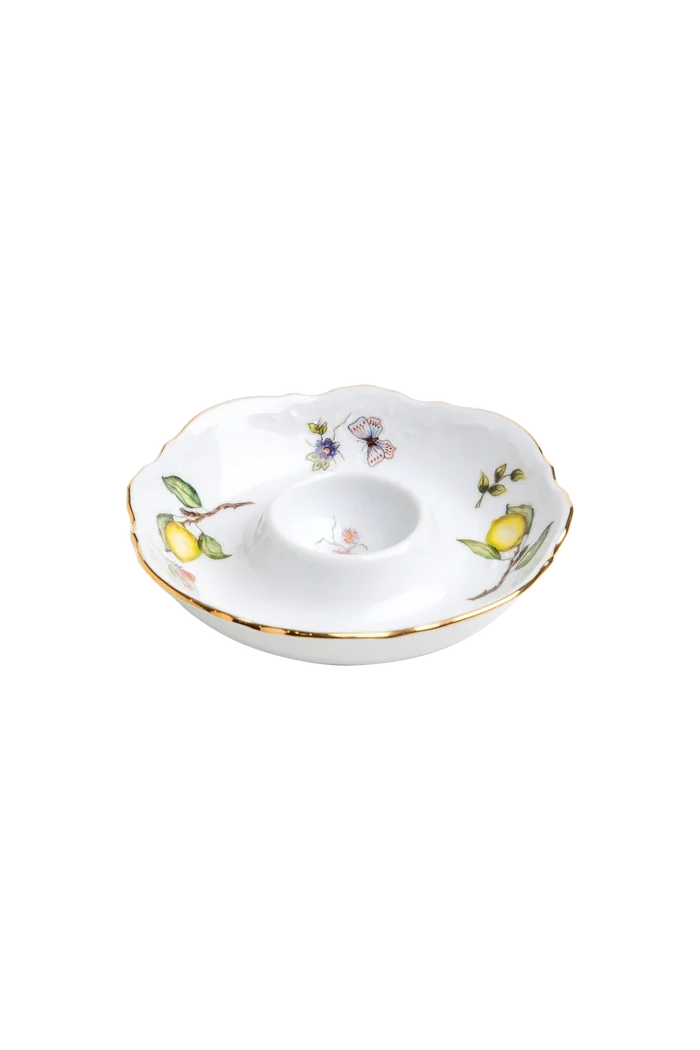 Limoeiro Porcelain Egg Cup with Gold Accents by Tania Bulhões