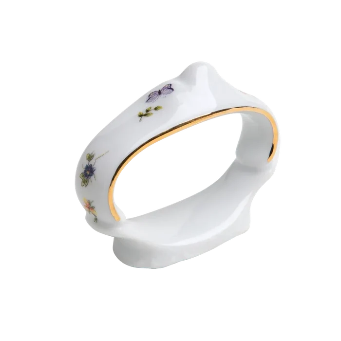 Limoeiro Porcelain Napkin Ring with Gold Accents by Tania Bulhões