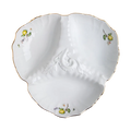 Limoeiro Porcelain Triple Section Server with Gold Accents by Tania Bulhões