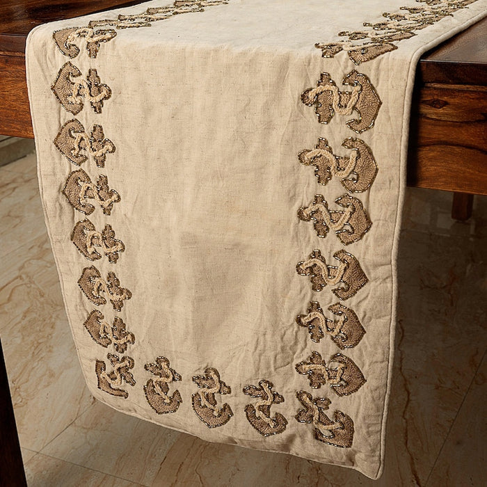 Linen Beige Decorative Table Runner - Anchor Hold