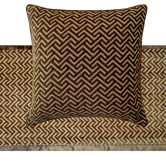 Linked Chevron - Velvet Brown Decorative Bed Runner and Pillow Cover