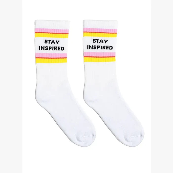 Living Royal Classic Crew Socks w/ Ribbed Tubing - "Stay Inspired"