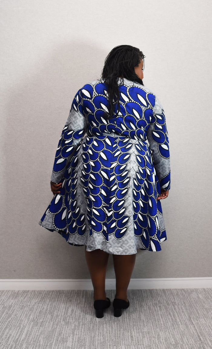 Long Sleeves African Print Midi Dress - Rufina Designs
