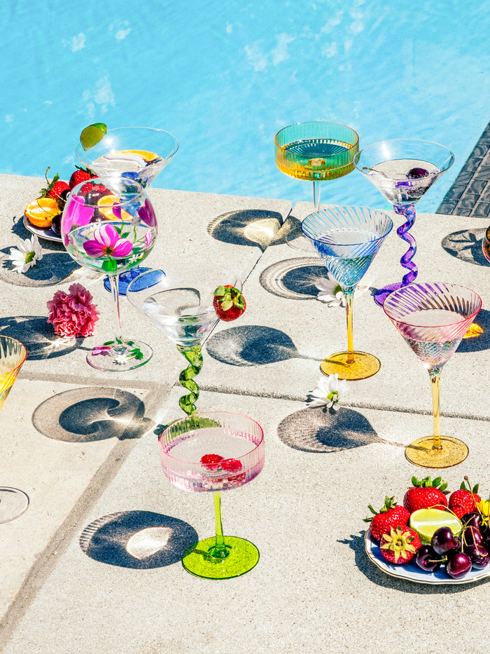 Lotus Coupe Cocktail Glass, Stripe