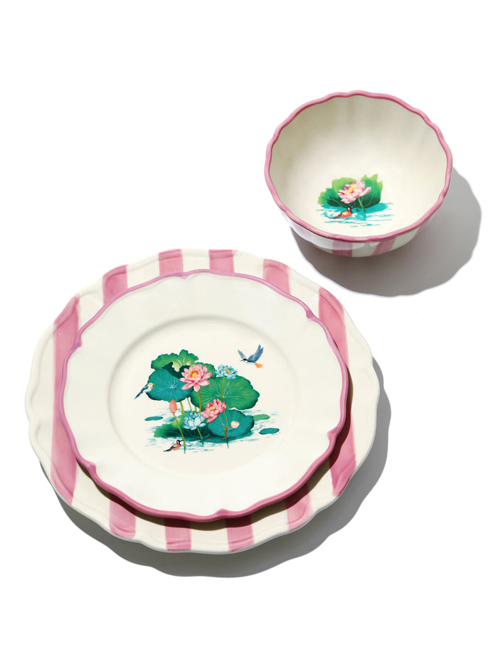 Lotus Pond Plate, Pink, 11 Inch