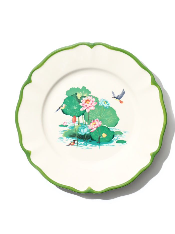 Lotus Pond Plate, Green, 9 Inch