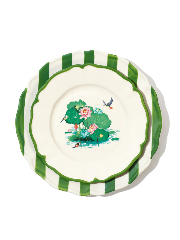 Lotus Pond Plate, Green, 11 Inch