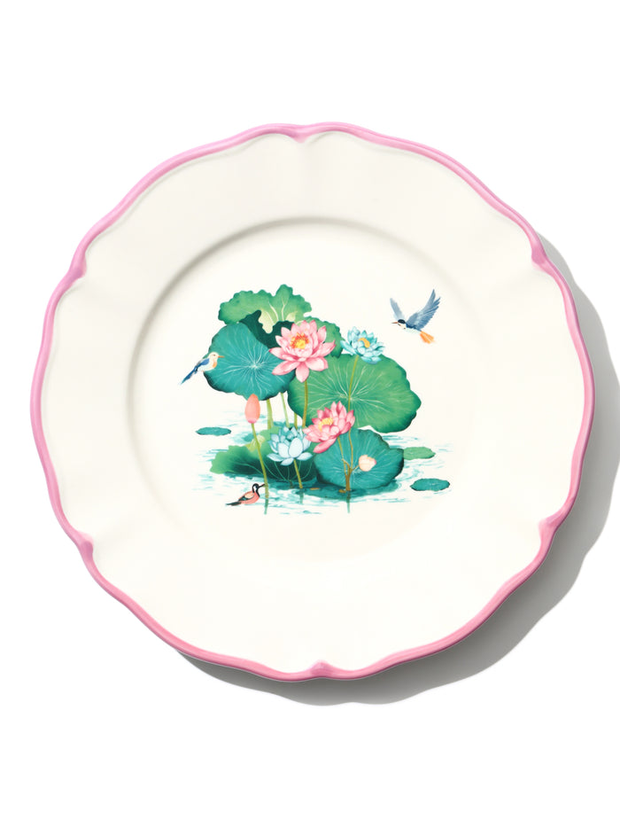 Lotus Pond Plate, Pink, 9 Inch