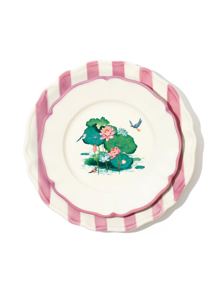Lotus Pond Plate, Pink, 11 Inch