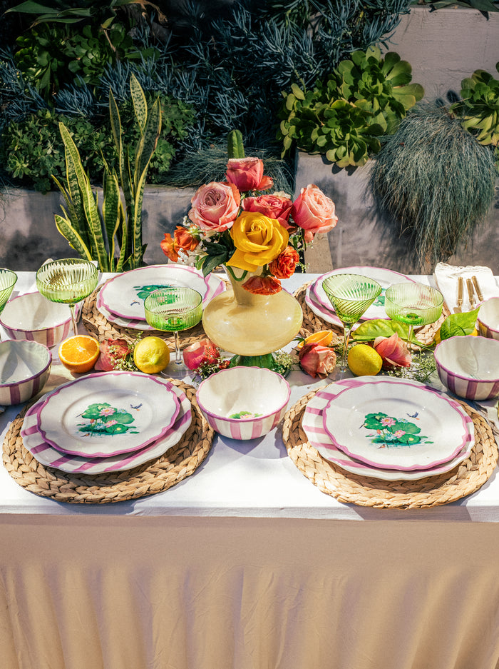 Lotus Pond Dinnerware Set of 12, Pink