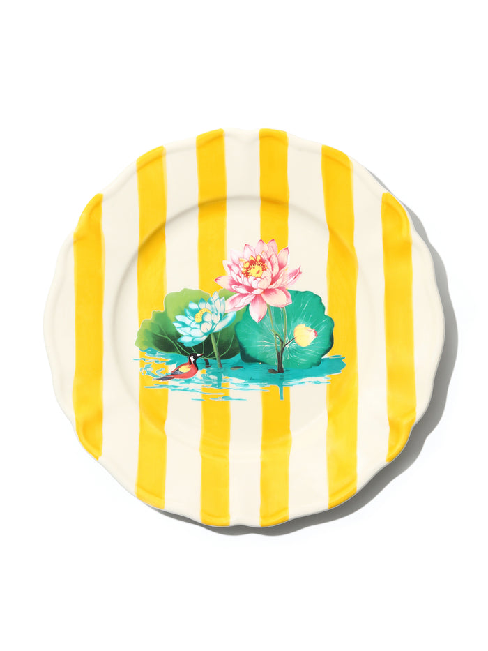 Lotus Pond Plate, Yellow, 11 Inch